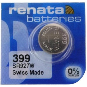 399 Renata батарейка (оксид серебра 1.55V)(9.5x2.7mm) (55mAh) (high drain)