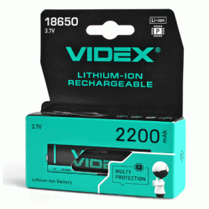Аккумулятор Videx литий-ионный 18650-P (защита) 2200mAh color box/1шт