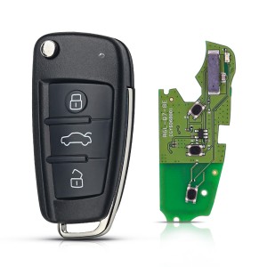 Audi A6L Q7 Flip Remote Key 3 Buttons 433MHz 8E Transponder (T)