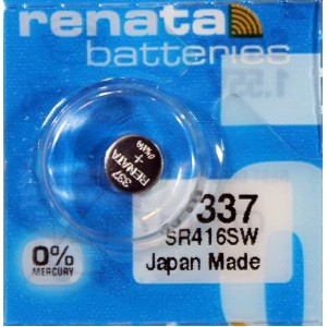 337 Renata батарейка (оксид серебра 1.55V)(4.8x1.6mm) (6mAh) (low drain) (упаковка = 1шт)
