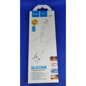 Кабель зарядний HOCO X87  Silicone 1.0 m (2.4A) USB-A для IP Cable White