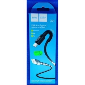 Кабель зарядний HOCO X71  нейлонове плетіння 1.0 m (3A) USB-A для Type-C Black
