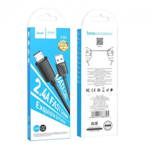 Кабель зарядний HOCO X88 1.0 m USB-A для IP 2.4A Cable Black