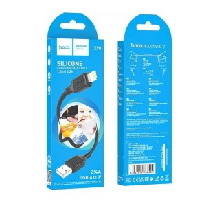 Кабель зарядний HOCO X90  Silicone 1.0 m USB-A для IP Cable Black