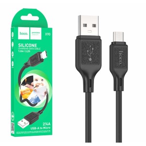 Кабель зарядний HOCO X90  Silicone 1.0 m USB-A для Micro USB 2.4 A Cable Black