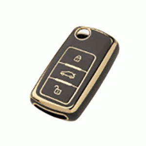 Чохол для автомобільного ключа Skoda Seat Volkswagen 3 кнопки викидний чорний