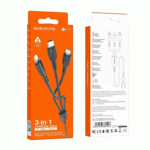 Кабель USB Borofone BX71 3in1 USB-Lihning+MicroUSB+Type-C(2.4A/1m)