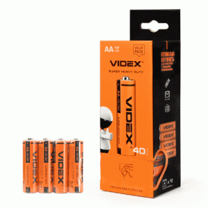 Батарейка солевая Videx R6P/AA 4шт SHRINK