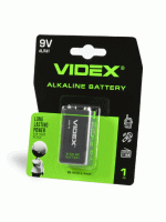 Батарейка лужна Videx 6LR61/9V (Крона) 1шт BLISTER