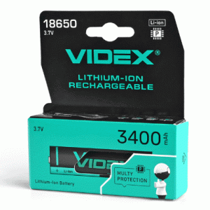 Аккумулятор Videx литий-ионный 18650-P (защита) 3400mAh color box/1шт