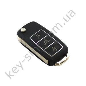 Корпус выкидного ключа Volkswagen Caddy, Passat B5, Bora и другие, 3 кнопки, лезвие HU66, водонепроницаемый,  черный /D
