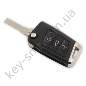 Корпус выкидного ключа Volkswagen Caddy, Passat B5, Bora и другие, 3 кнопки, лезвие HU66, под переделку /D