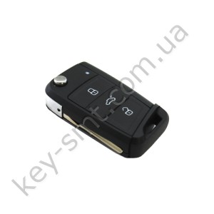 Корпус выкидного ключа Volkswagen Golf 7, 3 кнопки под углом, лезвие HU66 /D