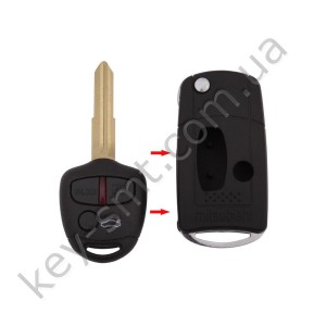 Корпус выкидного ключа Mitsubishi Lancer, Outlander и другие, 3 кнопки, лезвие MIT11R, под переделку, тип 1 /D