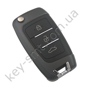 Корпус выкидного ключа Hyundai 3 кнопки, лезвие TOY48, хром, пластиковые кнопки /D