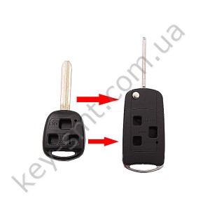 Корпус выкидного ключа Toyota, 3 кнопки, лезвие TOY43, под переделку, #1 /D