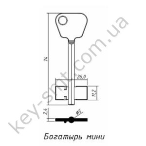 Богатырь-мини  d=5мм, короткий узкий (74x11.2x26мм) (5мм) (белый)