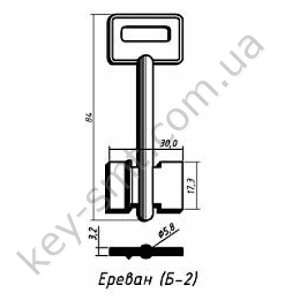Ереван  Б-2  - с правым упором  (85x17.3x30мм) (5.8мм) (белый)