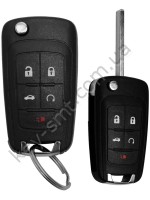 Выкидной ключ Chevrolet Cruze, Camaro, Impala и другие, 315 Mhz, OHT01060512, PCF7941E/ Hitag 2/ ID46, 4+1 кнопки, лезвие HU100