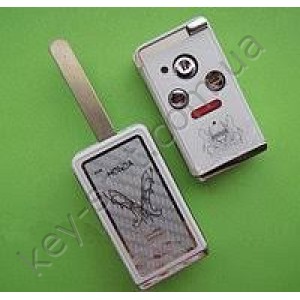 Корпус выкидного ключа Honda Accord, Honda Civic и другие, 3+1 кнопки, лезвие HON66, под переделку , белый /D