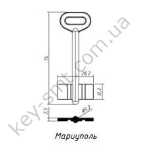 Мариуполь (74x12.2x28.2мм) (5.2мм)MRP1D(DV114) Белый,ЦАМ-Силумин двухбородый 5,5мм (ходовой,круглая ручка)