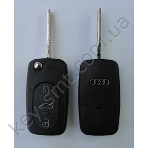 AUDI Корпус выкидного ключа  с 3 кнопками (лезвие HU66/HU-AAP)(77042)СУПЕР КАЧЕСТВО С ЛОГОТИПОМ !
