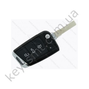 Корпус выкидного ключа Volkswagen Golf 7, 3 кнопки, лезвие HU66, #2 /D