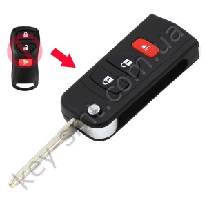 Корпус выкидного ключа Nissan, Infiniti, 2+1 кнопки, лезвие NSN14, под переделку /D