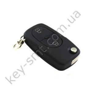 Корпус выкидного ключа Audi 2 кнопки, с местом под батарейку 2032, лезвие HU66 /D