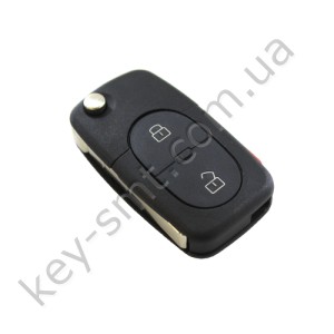 Корпус выкидного ключа Audi 2+1 кнопки, с местом под батарейку 2032, лезвие HU66 /D