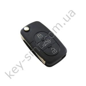 Корпус выкидного ключа Audi 3 кнопки, с местом под батарейку 2032, лезвие HU66 /D