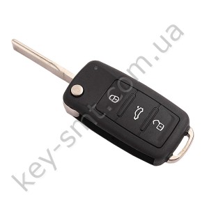 Корпус выкидного ключа Volkswagen 3+1 кнопки, лезвие HU66, с 2010 года /D