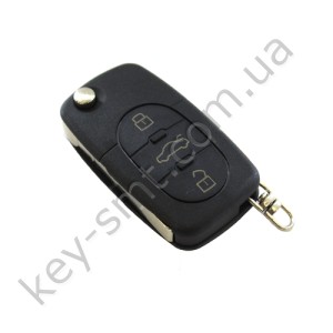 Корпус выкидного ключа Audi 3+1 кнопки, с местом под батарейку 2032, лезвие HU66 /D