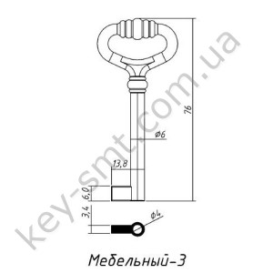 МЕБЕЛЬНЫЙ-3 /65x6mm/6x4mm/ Белый