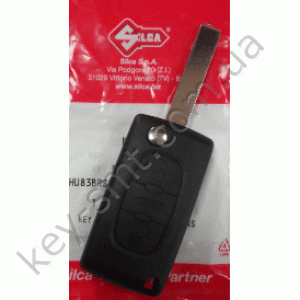 PEUGEOT выкидной 3 кнопки HU83BRS8 без эмблемы/Silca/ (75656)
