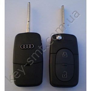 AUDI Корпус выкидного ключа с 2 кнопками  (лезвие HU66/HU-AAP)(77502)СУПЕР КАЧЕСТВО С ЛОГОТИПОМ !