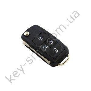 Корпус выкидного ключа Volkswagen 4 кнопки, лезвие HU66, #1 /D