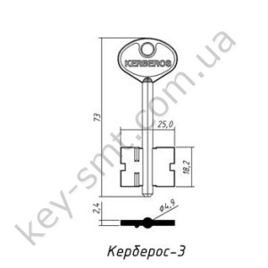 Керберос-3  (короткий) (73x18.2x25мм) (4.9мм)
